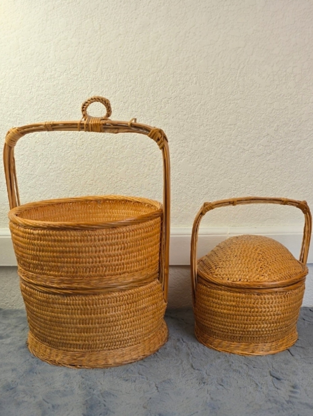 Vintage Basket Set Woven Hand Made